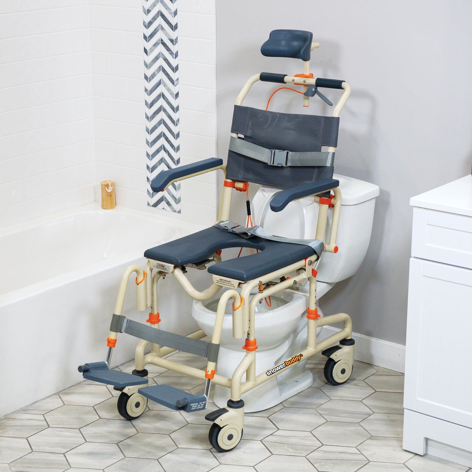 Rolling shower chair with tilt sale